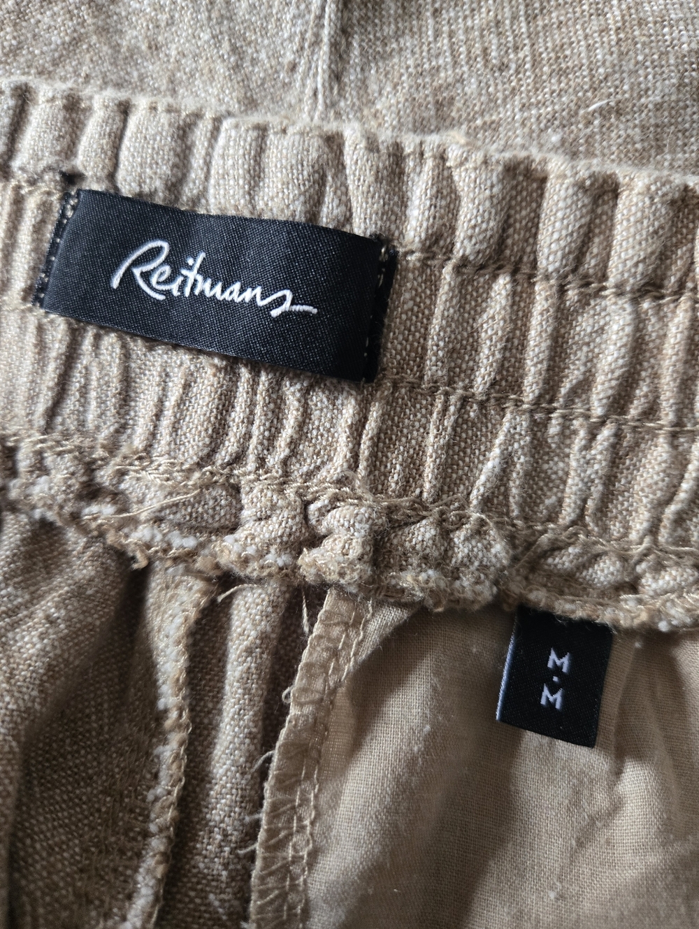 🎁 REITMANS Beige Relaxed Drawstring Linen And Viscose Shorts - Picture 4 of 7